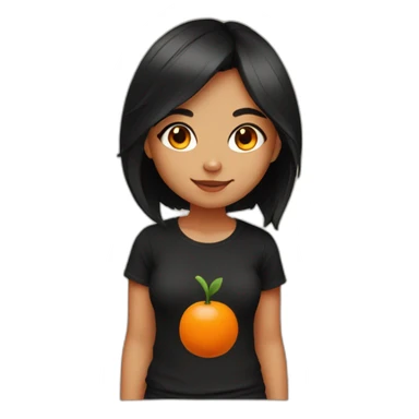 Sweetfox girl with black hair and orange body and black t-shirt sticker