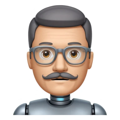 robotic man with glasses mustache  sticker