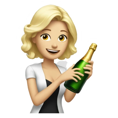 Blonde woman popping bottle of champagne  sticker