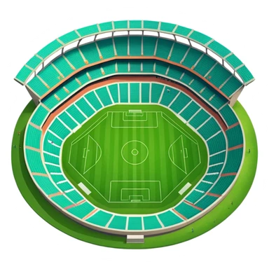 top-down view of a stadium with green grass field and stands around sticker