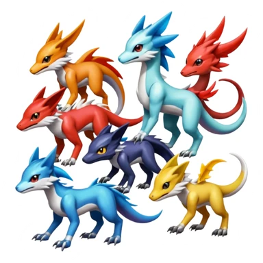 Shiny Colorful Sergal-Meloetta-Latias-Koraidon-Peppercat-Wargreymon-Protogen-Pokémon-Digimon-Fakémon-fusion-hybrid-creature sticker