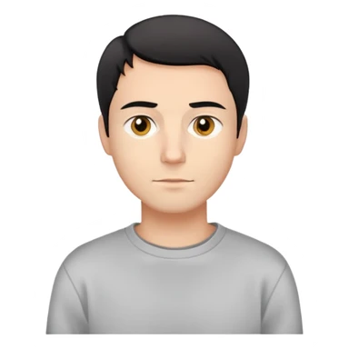 Avatar masculino tranquilo: piel clara, ojos marrón dorado, pelo negro corto. Leve sonrisa. Sudadera gris, camiseta blanca. Fondo blanco.

Emojis: 🧑‍🦱👤😊👀✨🖤🧥👕⚪灰色

Sticker con Lentes:

Mismo avatar con gafas de lectura cuadradas negras. Aire intelectual.

Emojis: 🧑‍🦱👤😊<0xF0><0x9F><0xA5><0xB3>👀🖤🧥👕⚪灰色⚫ sticker