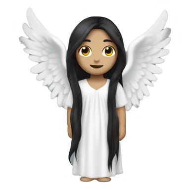 An angel with long black hair and white skin sticker