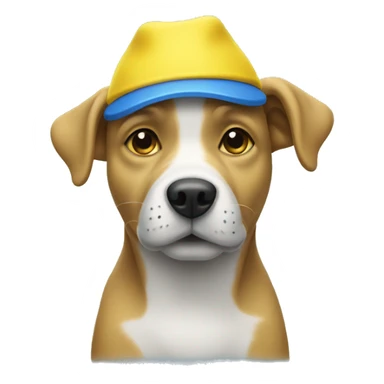 Blue dog with yellow hat sticker