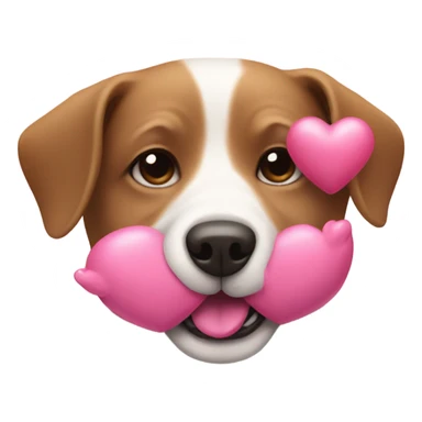 Dog with pink heart sticker