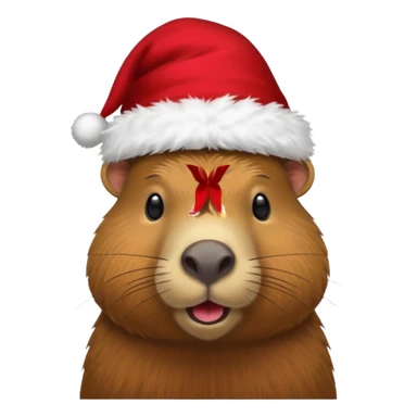 a capybara with a christmas hat sticker