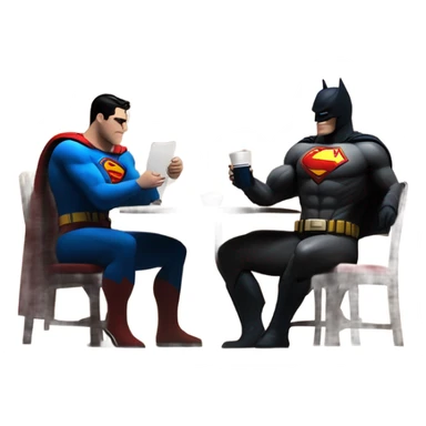 Superman and Batman at a cafe  sticker