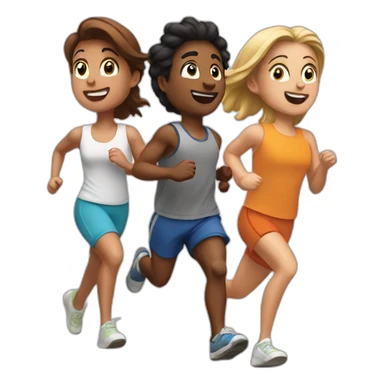 3 friends running sticker