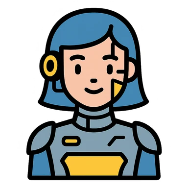 futuristic cyborg girl with metallic features and glowing accents sticker