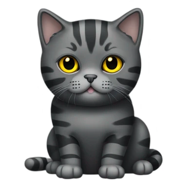 british shorthair cat in the Color black smoke with stripes and yellow eyes sticker
