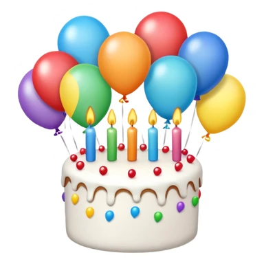 Balloons and birthday cake sticker