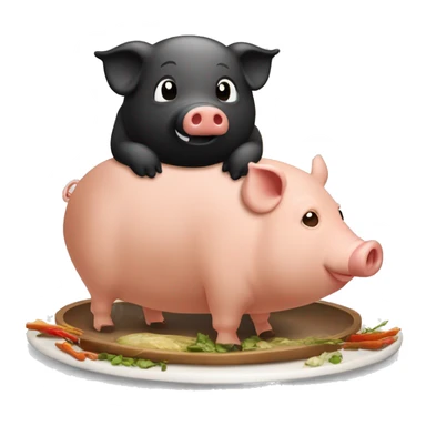 Cochon d’Inde noir et roux qui mange un morceau de poivron  sticker