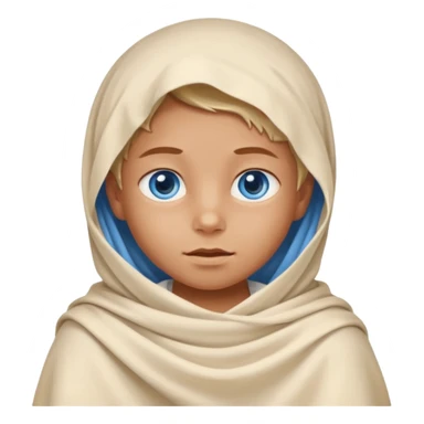 blue eyed desert kid cowered with creme cloth sticker