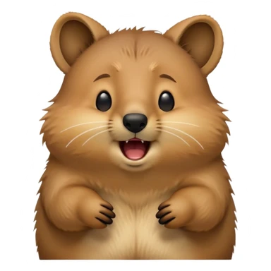 Cinematic Cute Yawning Quokka Portrait Emoji, Head tilted slightly with a dramatic, wide-open yawn, showcasing a soft, downy brown fur with a slightly droopy expression and eyes barely open in drowsy contentment, Simplified yet irresistibly adorable features, highly detailed, glowing with a soft, cozy glow, high shine, relaxed yet expressive, stylized with a touch of playful charm, bright and endearing, soft glowing outline, capturing the essence of a sleepy yet affectionate quokka, so drowsy it feels like it could stretch out of the screen and curl up for a nap! sticker