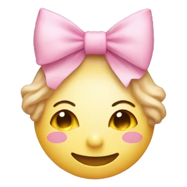 smile moon with pink bow on head  sticker