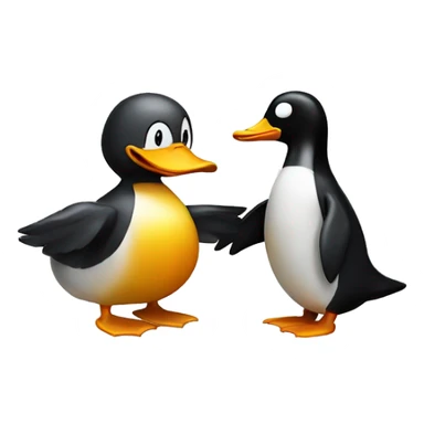 A duck boxing a penguin sticker