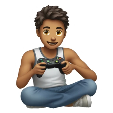a boy playing a video games and handed a gamepad sticker