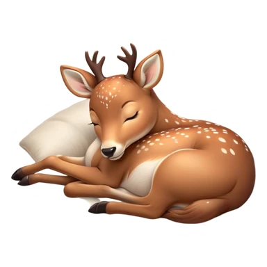 Meme-Worthy Cute Sleeping Deer Portrait Emoji, Head resting peacefully with a contented smile, showcasing a delicate, slender build and a luxuriously soft coat, eyes shut in a serene, restful nap, Simplified yet hilariously adorable features, highly detailed, glowing with a soft, drowsy light, high shine, relaxed and utterly lovable, stylized with an air of playful laziness, bright and heartwarming, soft glowing outline, capturing the essence of a comically sleepy deer, so meme-worthy it feels like it could instantly become the next viral sensation of adorable woodland slumber! sticker