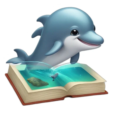 Cute dolphin with a book sticker