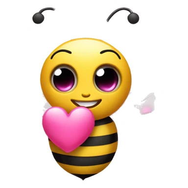 little bee holding a little pink heart sticker