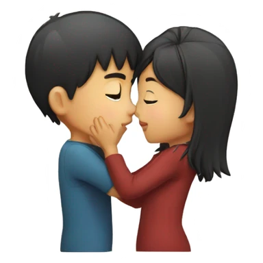 Asian boy kissing a girl  sticker