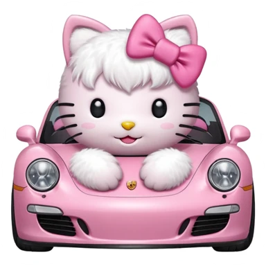 hello kitty in a pink porsche sticker