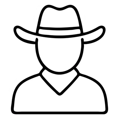 Cowboy wearing a green hat with no star, western style sticker