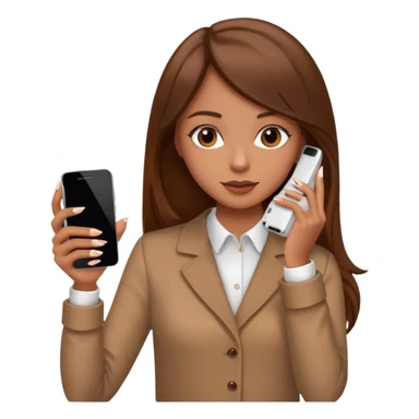 emojis de objetos girlie, cafe, uñas, celular, laptop, version girlie castaña sticker