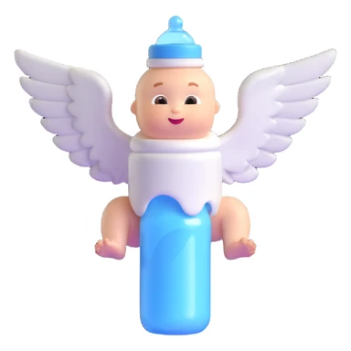 flying baby bottle with milk, wings sticker