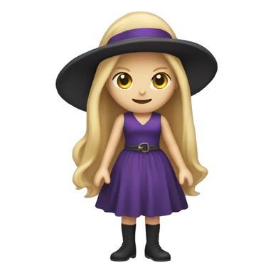 help me with an emoji of a witch with blonde hair and a purple dress sticker