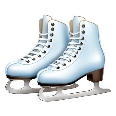 An icon showing a pair of elegant ice skates gliding across a smooth, frozen rink with snowflakes in the air. In the background, twinkling lights, winter trees, and cheering spectators create a festive atmosphere. Transparent background highlights the grace and charm of ice skating. sticker