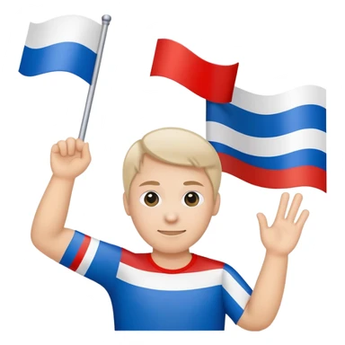 Russian flag, three horizontal stripes: white on top, blue in the middle, red on the bottom sticker