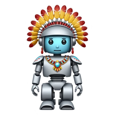 Full Robotic figure wearing native American regalia sticker
