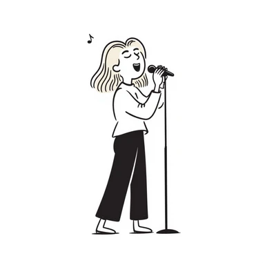 Sabrina Carpenter singing with a microphone and blonde hair sticker