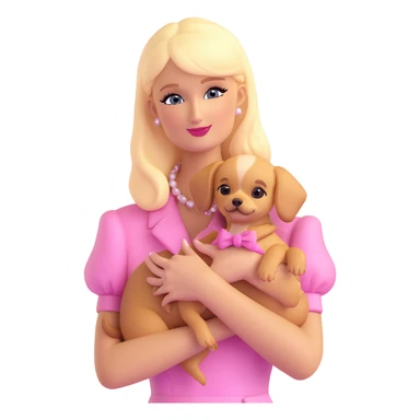 Paris Hilton with a small dog, pink theme sticker