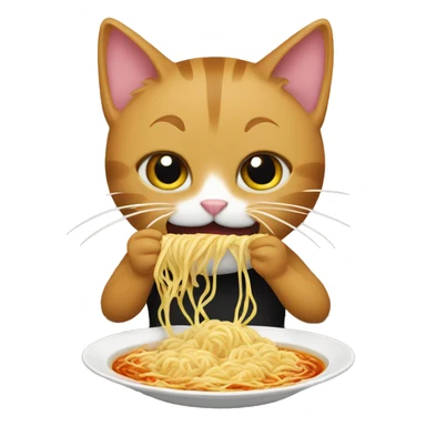 Cat eating ramen sticker