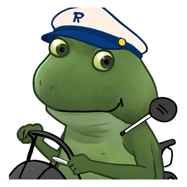 Bufo playing golf in a golf kart sticker