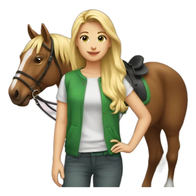 Adolescente blonde avce une queue de cheval et un pull vert sticker