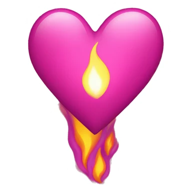 Pink heart on fire sticker