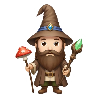 Mushroom wizard brown hair sticker