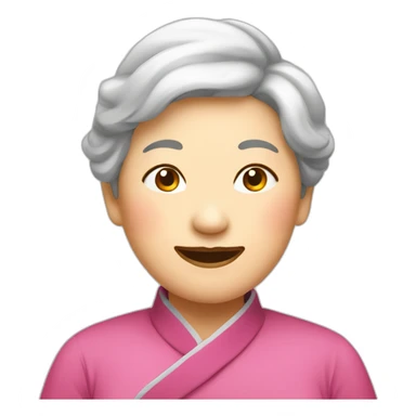 Chinese senior lady show love sign sticker