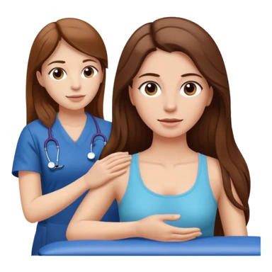 physiotherpay session for a long brown hair woman sticker