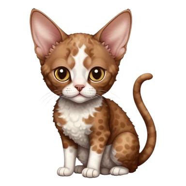 Brown cat devon-rex with white spots sticker