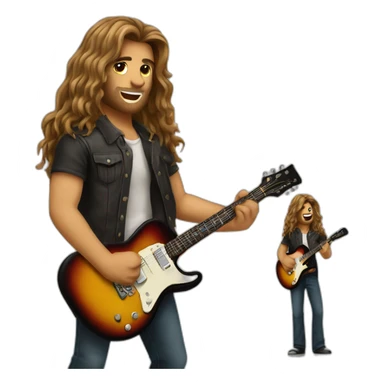 long haired male playing guitar torso emoji sticker