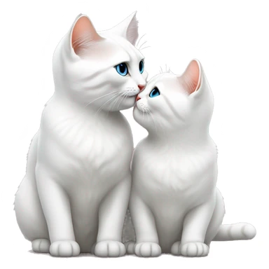 Two white British cats are kissing  sticker