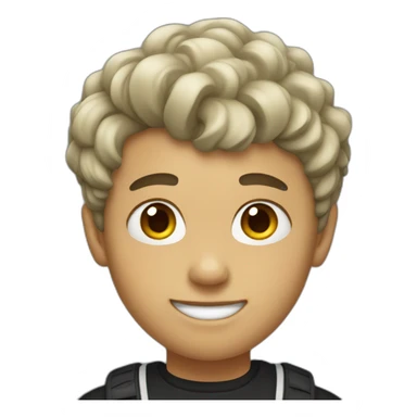 Boy with black short wavy hair sticker