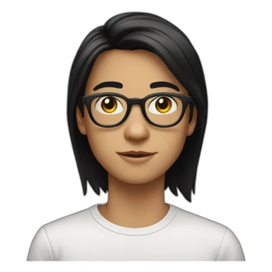 19 year old white teenager with round glasses and straight black hair sticker