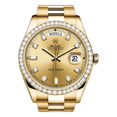 Rolex daydate gold with white dial an diamond indicis sticker