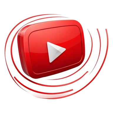 red YouTube play button logo with speed lines sticker