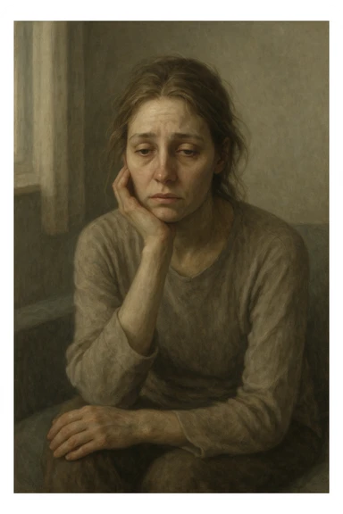 donna con stanchezza cronica distrutta e stanca sticker